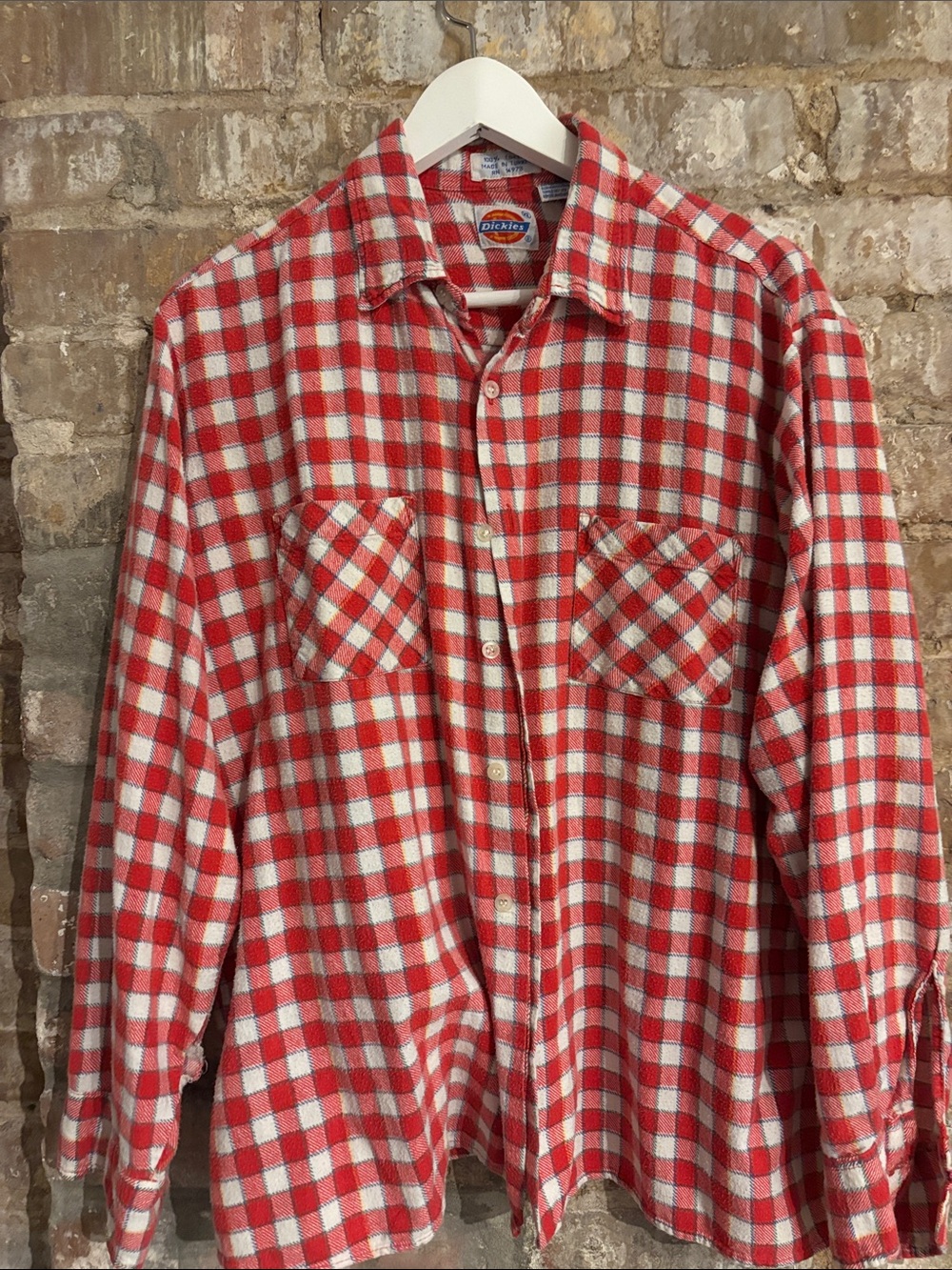 Dickies Red and White Check Button-Down Shirt